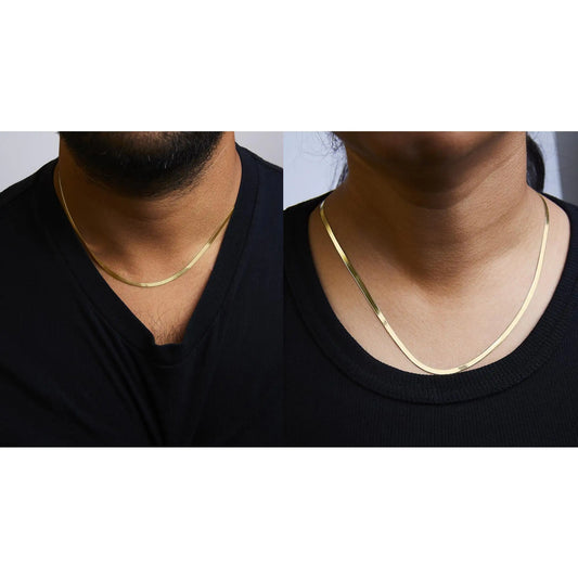 Unisex Solid 14K Gold 2.8mm Imperial Herringbone Chain Necklace 18 inches of radiant gold